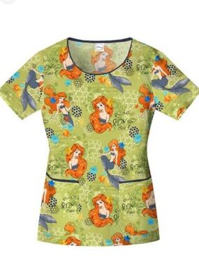 Disney Green Ariel Mermaid Print Short Sleeve Top